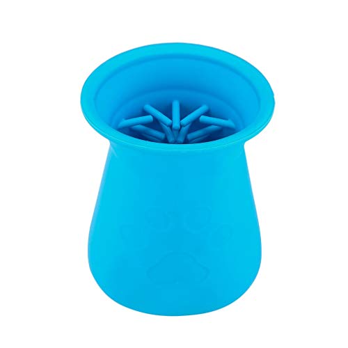 Fycakly Beißspielzeug Hund Reinigungsbecher Reiniger Pfote Haustierbürste Krallen Waschmaschine Fuß Hundepflege Massage Hund Haustierspielzeug (Dark Blue, One Size) von Fycakly