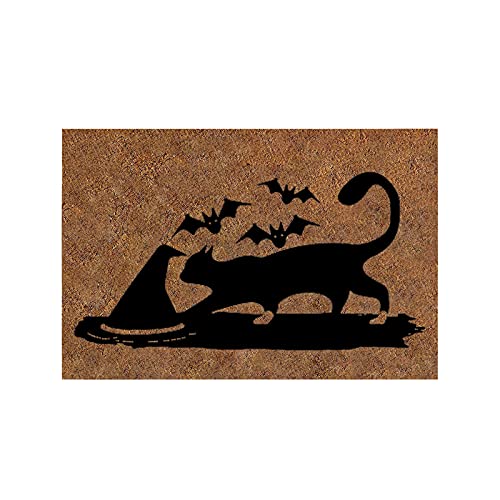 Fycakly Deko Halloween Kokos-Fußmatten Willkommen Halloween draußen für Haustürmatten Dekoration & Aufhänger von Fycakly