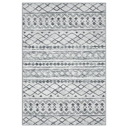Fycakly Duschvorleger Frottee Eleganter, fleckenbeständiger Wohnzimmerteppich mit Linienmuster (Grey, 60X30CM) von Fycakly