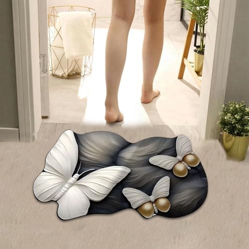Fycakly Duschvorleger Frottee Rutschfestes, saugfähiges Pad mit realistischem 3D-Muster, schnelltrocknender 3D-Teppich für das Badezimmer, weicher Badezimmerteppich aus feiner Faser, (B, One Size) von Fycakly