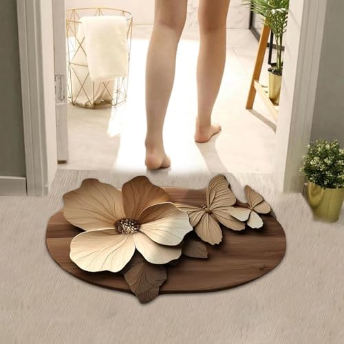 Fycakly Duschvorleger Frottee Rutschfestes, saugfähiges Pad mit realistischem 3D-Muster, schnelltrocknender 3D-Teppich für das Badezimmer, weicher Badezimmerteppich aus feiner Faser, (C, One Size) von Fycakly