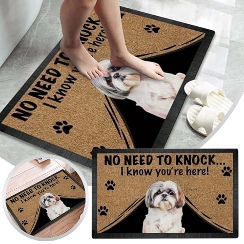 Fycakly Duschvorleger Frottee Weicher Flanell-Teppich mit Hundemuster, dekorativer Teppich für Wohnzimmer Schlafzimmer, gemütliches, haustierfreundliche Bodenmatte (Brown, 40x60cm) von Fycakly