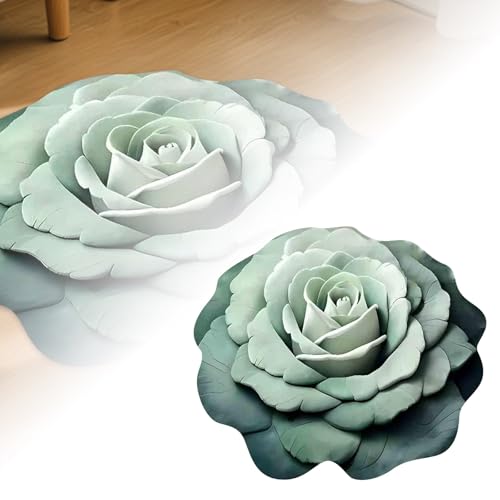 Fycakly Duschvorleger rutschfest Blumen Kieselgur, Bodenmatte mit 3D-Blumendesign, doppelt rutschfest saugfähig, schnelltrocknender Badezimmerteppich für Schlafzimmer oder Ankleidebereich (A, A) von Fycakly