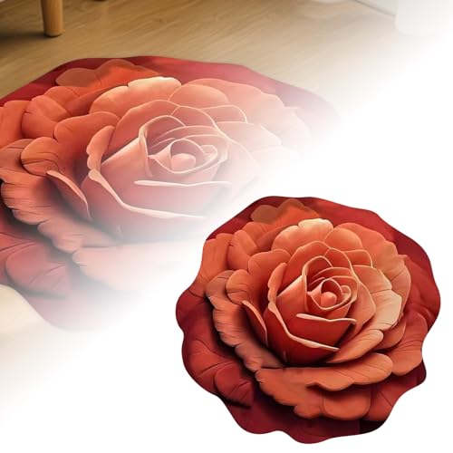 Fycakly Duschvorleger rutschfest Blumen Kieselgur, Bodenmatte mit 3D-Blumendesign, doppelt rutschfest saugfähig, schnelltrocknender Badezimmerteppich für Schlafzimmer oder Ankleidebereich (C, A) von Fycakly