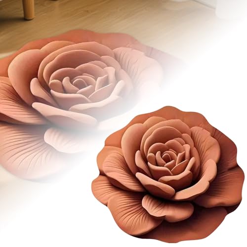 Fycakly Duschvorleger rutschfest Blumen Kieselgur, Bodenmatte mit 3D-Blumendesign, doppelt rutschfest saugfähig, schnelltrocknender Badezimmerteppich für Schlafzimmer oder Ankleidebereich (D, A) von Fycakly