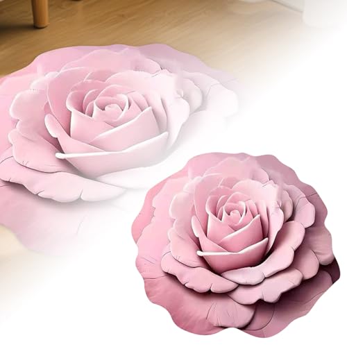 Fycakly Duschvorleger rutschfest Blumen Kieselgur, Bodenmatte mit 3D-Blumendesign, doppelt rutschfest saugfähig, schnelltrocknender Badezimmerteppich für Schlafzimmer oder Ankleidebereich (E, A) von Fycakly