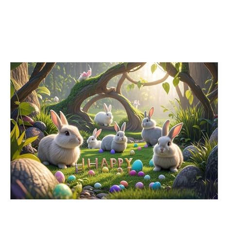 Fycakly Duschvorleger rutschfest Weicher Samtteppich mit Osterhasenmuster, Festliche Atmosphäre, süße Dekoration, EIN Muss für EIN warmes Zuhause, 40 x 60 cm, A7 (B, 40X60CM) von Fycakly