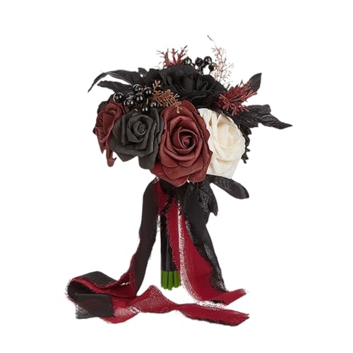 Fycakly Halloween Dekorationen Halloween Dekorationen Seide Bouquet Party Supplies für Home Tisch Mittelstück Event Blumenarrangement (Black, 24cm) von Fycakly