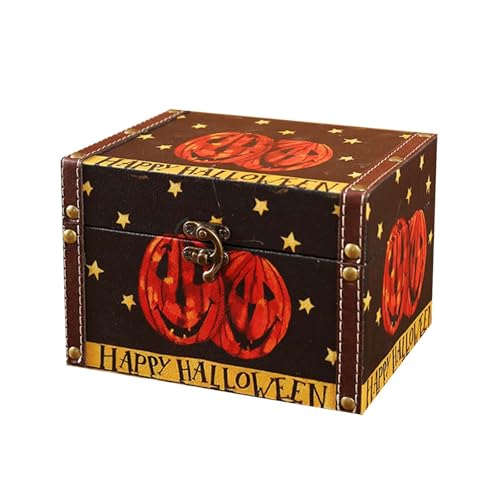 Fycakly Halloween Holz Aufbewahrungsbox Muster Candy Mit Deckel Trick Oder Halter Dekoration Gruselig Für Kosmetik Kristall Organizer Halter ​​Boxen für Schuhaufbewahrung​​ (C, 长16) von Fycakly