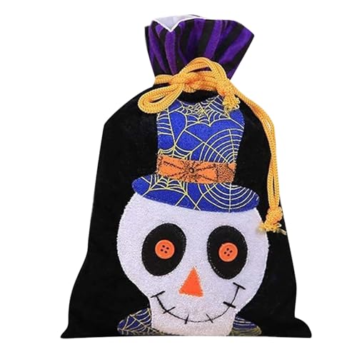 Fycakly Halloween Party Dekorationen Halloween Samt Taschen Set Elegante Hexe Kürbis Süßigkeiten Taschen Für Kinder Party Trick Oder Urlaub (Blue, 27x18cm) von Fycakly