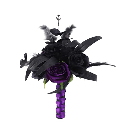 Fycakly Halloween Party Dekorationen Set Halloween Dekorationen Seide Bouquet Party Supplies für Home Tisch Mittelstück Event Blumenarrangement (Purple, 27cm) von Fycakly