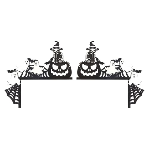 Fycakly Halloween Party Halloween Türeckschild Dekoration Halloween Türeckschild Türrahmen Dekoration Halloween Thema Holz Halloween Türschild für Türecke (Dark Gray, 21.5x21.4cm) von Fycakly