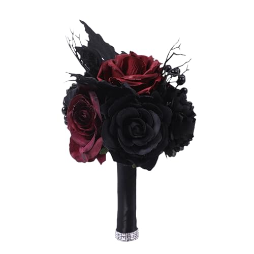 Fycakly Indoor Halloween Dekorationen Halloween Dekorationen Seide Bouquet Party Supplies für Home Tisch Mittelstück Event Blumenarrangement (Black, 28cm) von Fycakly