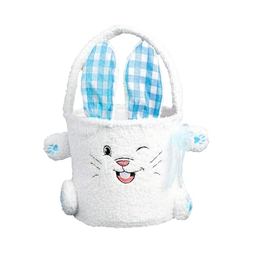 Fycakly Osterhase für Mädchen Ostern Eimer Taschen Kaninchen Ohren Ostereier Süßigkeiten Lagerung ​​Aufbewahrungskorb Stoff​​ (20cm) von Fycakly