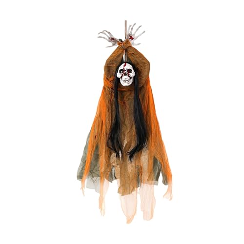 Fycakly Outdoor Halloween Dekorationen Halloween Dekorationen Polyester Scary Party Supplies für Zimmer Badezimmer Event Zubehör (Orange, 90cm) von Fycakly