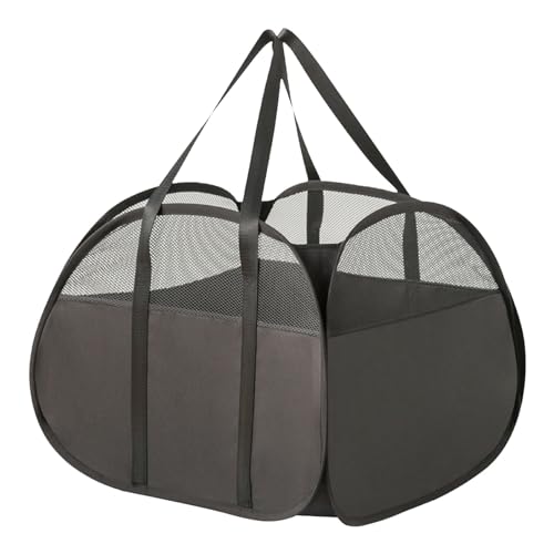 Fycakly Robuster Wäschekorb Netzstoff für Waschküche, Badezimmer, Kinderzimmer, Studentenwohnheim oder Reisen ​​Behälter für Lagerung​​ (Grey, One Size) von Fycakly