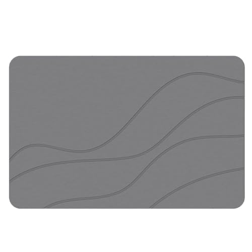 Fycakly Teppich Badezimmer Badematte Steinbadematte Kieselgur Schnelltrocknende Duschmatten Wasserabsorbierender Teppich Außendusche Kieselgur-Steinmaterial (Grey, 60X40cm) von Fycakly