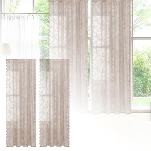 Fycakly Vorhang Abdunkelnd 75 cm breit x 100 cm lang, französische Spitzenvorhänge, Halbspitzenvorhänge Stangenvorhänge Gardine Blickdicht Fycakly Vorhang Abdunkelnd 75 cm breit x 100 cm lang, französische Spitzenvorhänge, Halbspitzenvorhänge Stangenvorhänge Gardine Blickdicht von Fycakly