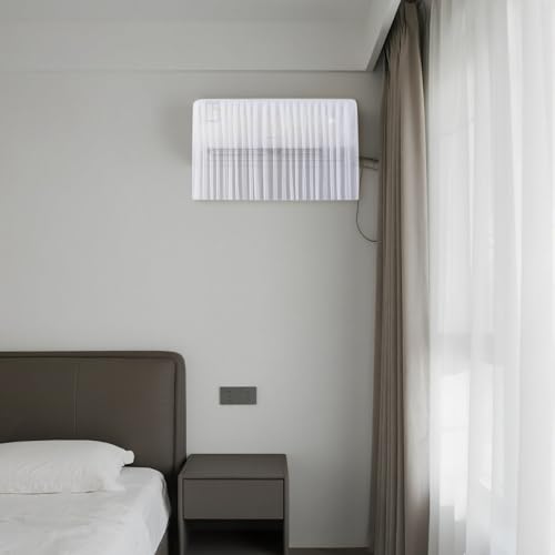 Gardinen mit Schlaufen Klimaanlage Windabweiser Vorhang Floral Design Polyester Stoff für Wohnzimmer Schlafzimmer Vorhänge Blickdicht von Fycakly