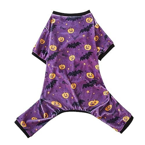 Halloween Haustier Kostüm Halloween Haustier Kleidung Cartoon Print Kleine Mittlere Bis Große Kürbis Hoodie Hund Vierbeinige Kleidung (Purple, M) von Fycakly