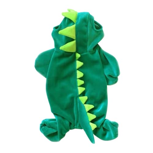 Halloween Katze Kostüme Halloween-Hundekleidung, elastisches Dinosaurier-Kostüm, Kristall-Samt, lässige Kleidung für kleine mittelgroße Hunde (Green, XS) von Fycakly