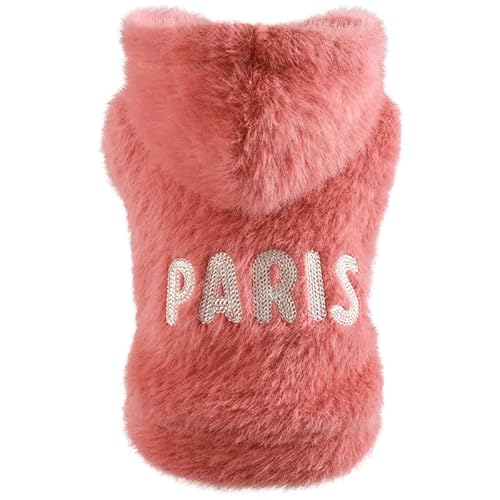 Haustier-Hunde-Sweatshirt mit Kapuze, Reine Farbe, Warmer Mantel, Haustiere, Katze, Buchstabe, warme Kleidung Haustierjacke bequem (L) von Fycakly