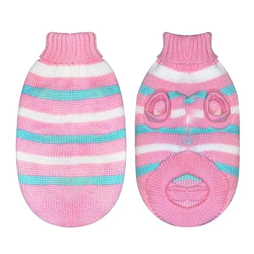 Fycakly Hunde Klamotten Haustier, Kleiner Hund, Teddy, Hundekleidung, Winterkleidung, Frühlingskleidung, Herbstkleidung, gestrickt, gestreift, Thermoweste (L) von Fycakly