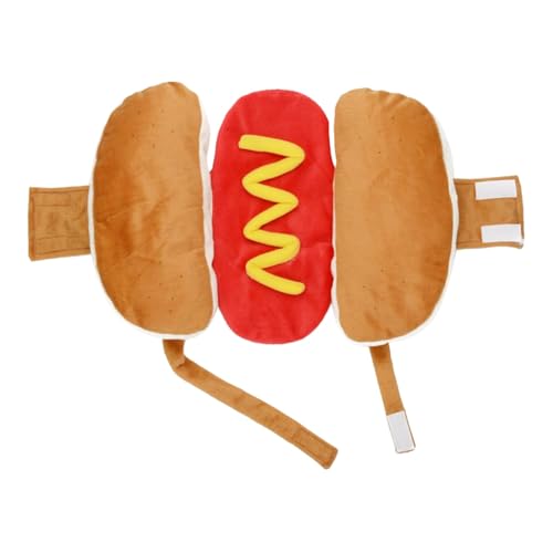 Fycakly Hunde Klamotten Neues Hot Dog Burger Cartoon Welpen Katze Haustier Kostüm (B, 25X42CM) von Fycakly