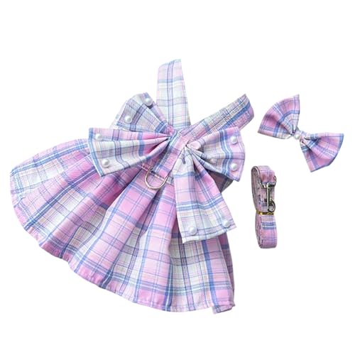 Fycakly Hunde Klamotten Niedliches und stylisches Hundegeschirrkleid mit Karomuster und Schleife für kleine Hunde, perfekt für den Innen- und Außenbereich, in verschiedenen Größen erhältlich (XL) von Fycakly