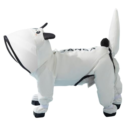 Fycakly Hunde Kleidung für Kleine Hunde Regenmantel für kleine Hunde mit D-Ring, vollständig bedeckende Hunderegenjacke, Regenponcho für Hunde mit reflektierenden Streifen, Regenstiefel (Silver, S) von Fycakly