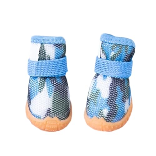 Fycakly Hundekleid Hundestiefel Welpenschuhe Haustierschuhe rutschfeste Schutzschuhe für kleine, mittelgroße und große Hunde (Blue3, 17.5x11.5x4cm) von Fycakly