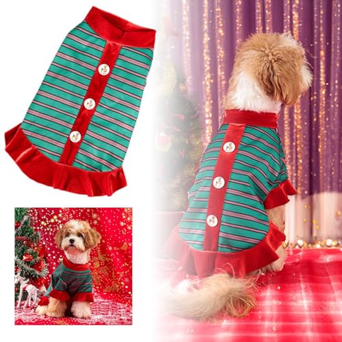Hundekleid Weihnachtskleidung für Haustiere, gestreift, zweibeinige Kleidung, lässiges Fell, Weihnachts- Partykleidung, Weihnachtskleid, Weihnachtskostüm für Haustiere, Weihnachtskostüm für (A, M) von Fycakly