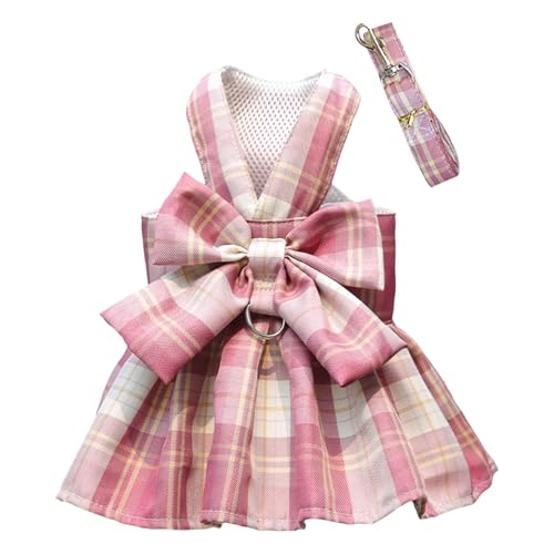 Hundekleider Haustier Plaid Rock Brustgurt Traktion Seil Walking Hund Katze Weste Kleidung Teddybär liefert (C, M) von Fycakly