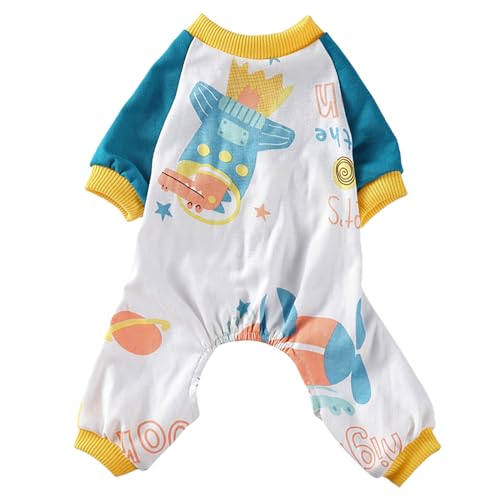 Hundekleider Haustierkleidung, warme Pyjamas, Baumwolle, weich gemütlich, niedlicher Cartoon-Weltraum-Blumendruck (B, S) von Fycakly