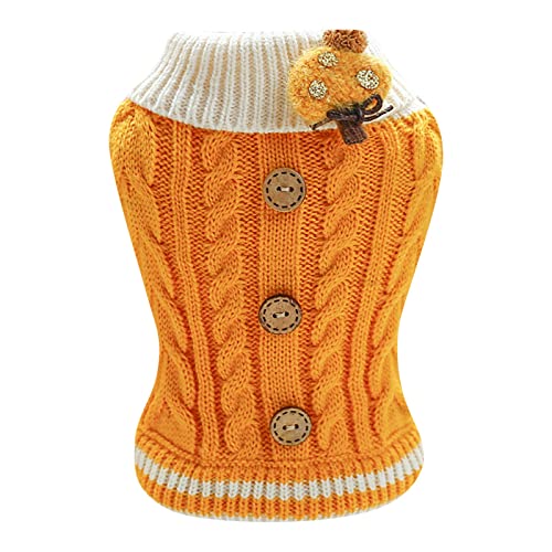 Fycakly Hundekleider Haustierkleidung Katzenkleidung Knopfpullover Winter Haustierkleidung Hündchenpullover (Yellow, XS) von Fycakly