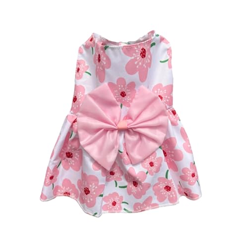 Fycakly Hundekleider Hunderock mit Schleife und Knoten, Hochzeitskleid, Frühling, Sommer, Herbst, kariert, Haustier- und Katzenkleidung, Zubehör, Streifen für Spaziergänge und Freizeitausflüge (M) von Fycakly