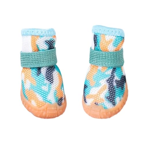 Fycakly Hundekleider Hundestiefel Welpenschuhe Haustierschuhe rutschfeste Hunde-Sneakers für kleine, mittelgroße und große Hunde (Mint Green2, 17.5x11.5x4cm) von Fycakly
