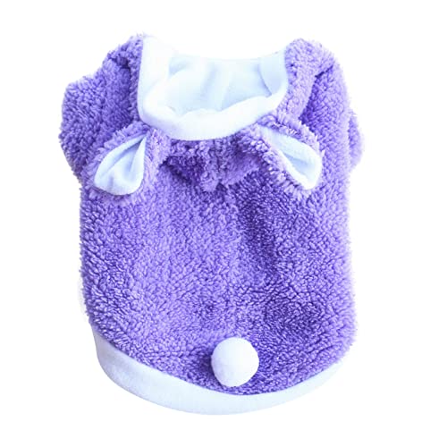 Fycakly Hundekleidung Kleine Hunde Baumwollkostüm für Halloween-Haustierkleidung Halloween-Kostüm Winter verdicken Doppelschicht-Baumwolle Transformationsanzug Kaninchenanzug (Purple, M) von Fycakly