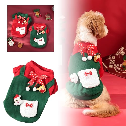 Hundekleidung Kleine Hunde Weihnachtskleidung für Hunde, warme Weihnachtskleidung, Katzenkleidung, dicker Plus-Samtpullover, Haustierkleidung, Weihnachtskleid, Haustier-Weihnachtskleidung, (B, XL) von Fycakly
