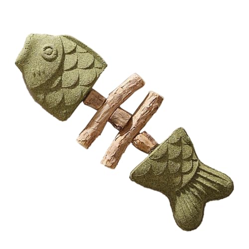 Hundespielzeug Katzenspielzeug in Fischgrätenform – Zahnreinigungsstab Holz, Fischgräten-Design, duftend zur Entspannung langlebig (+ gemischte + Frucht-Fischgräte), drei Arten (Green, 17.8cmX6.5cm) von Fycakly