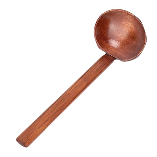 Japanischer Suppenlöffel, Ramenlöffel aus Holz, Hot Pot mit langem Griff, Schildpattlöffel, Servierlöffel aus Holz für Familienrestaurants, Ramen, Abschäumlöffel oder (Brown1, 7cmX21. 5cm) von Fycakly