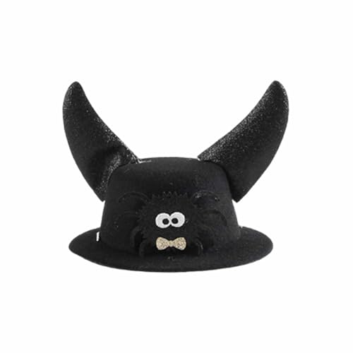 Katze Fledermaus Kostüm Halloween-Haustierkostüm, Katzen-Hexenhut mit verstellbaren Hörnern, Tier-Anzieh-Accessoire für drinnen draußen, Cosplay, Party, Festival (A, 14X13cm) von Fycakly