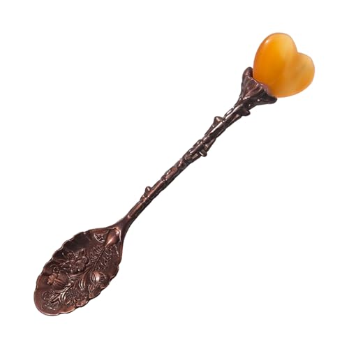 Natürlicher Kristallherzlöffel mit langem, Eiskaffee-Dessertlöffel, Rührlöffel gemischtgeschirr (Orange, 11cmx2cm) von Fycakly