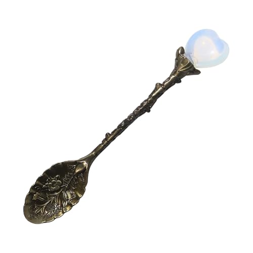 Natürlicher Kristallherzlöffel mit langem, Eiskaffee-Dessertlöffel, Rührlöffel gemischtgeschirr (Sky Blue, 11cmx2cm) von Fycakly