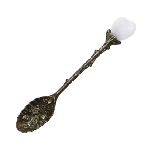 Natürlicher Kristallherzlöffel mit langem, Eiskaffee-Dessertlöffel, Rührlöffel gemischtgeschirr (White, 11cmx2cm) von Fycakly