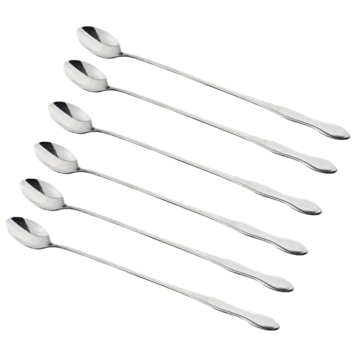 STÜCKE 26 cm Langer Eisteelöffel Kaffeelöffel Edelstahl Cocktail Rührlöffel rustikalgeschirr (Silver, One Size) von Fycakly