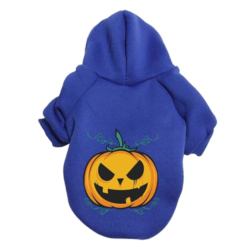 Fycakly Shirts für Hunde Halloween Kürbis Hundepullover Haustierpullover Haustierkleidung Teddy Hundekostüm (Blue, XXXXXL) von Fycakly
