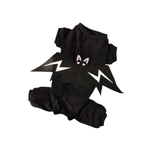 Fycakly Shirts für Hunde Halloween-Party-Kostüme für Haustiere, Katzen- und Hunde-Outfits, Fledermaus-Transformation mit im Dunkeln leuchtendem Effekt (Black, XL) von Fycakly