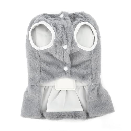 Shirts für Hunde Winter-Hundekleider für kleine Hunde, Pulloverkleider für weibliche Welpen mit Leinenring, warmes Fleece-Hundekleid für kaltes Wetter, süße Schleife und Knoten, flauschig (Grey, XL) Shirts für Hunde Winter-Hundekleider für kleine Hunde, Pulloverkleider für weibliche Welpen mit Leinenring, warmes Fleece-Hundekleid für kaltes Wetter, süße Schleife und Knoten, flauschig (Grey, XL) von Fycakly