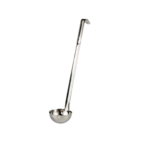 Suppensicherer Suppenlöffel aus Edelstahl mit ergonomischem Griff und Hakenende, Suppenlöffel aus Metall zum Kochen von Soßen, Küchengeschirr Edelstahl, praktisch zum Aufhängen (Silver1, 25X5cm) von Fycakly